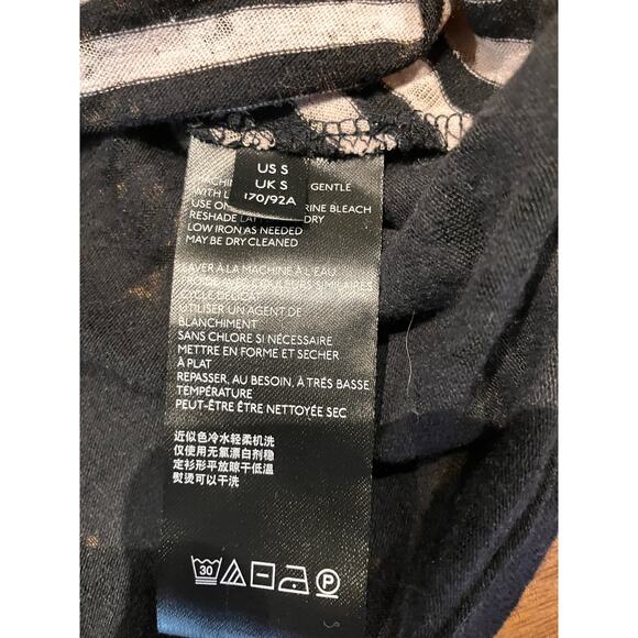 ANTHROPOLOGIE Small Womens Top Striped Lightweight Long Sleeve Black Casual - Picture 5 of 7